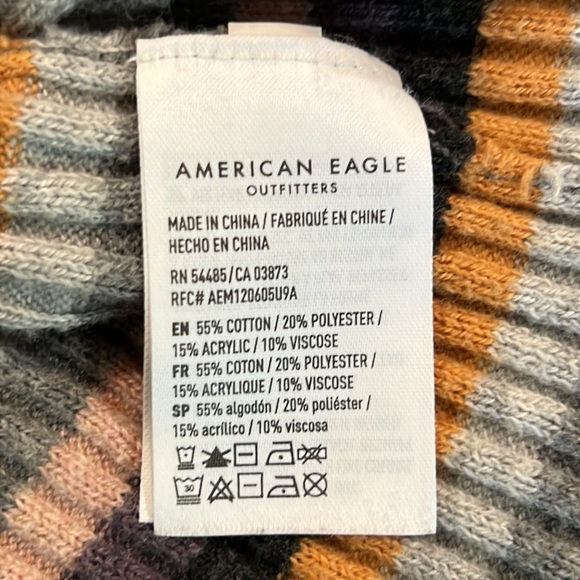 American Eagle Women's Retro Striped Henley Sweater Top Size L Button Soft Y2K - Picture 8 of 9